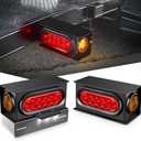 Nilight 2PCS Steel Trailer Light Boxes Housing Kit w/ 6Inch Oval Red Tail Lights 2 Inch Round Amber Side Marker 3LED License Plate Lighting w/Grommet Plugs