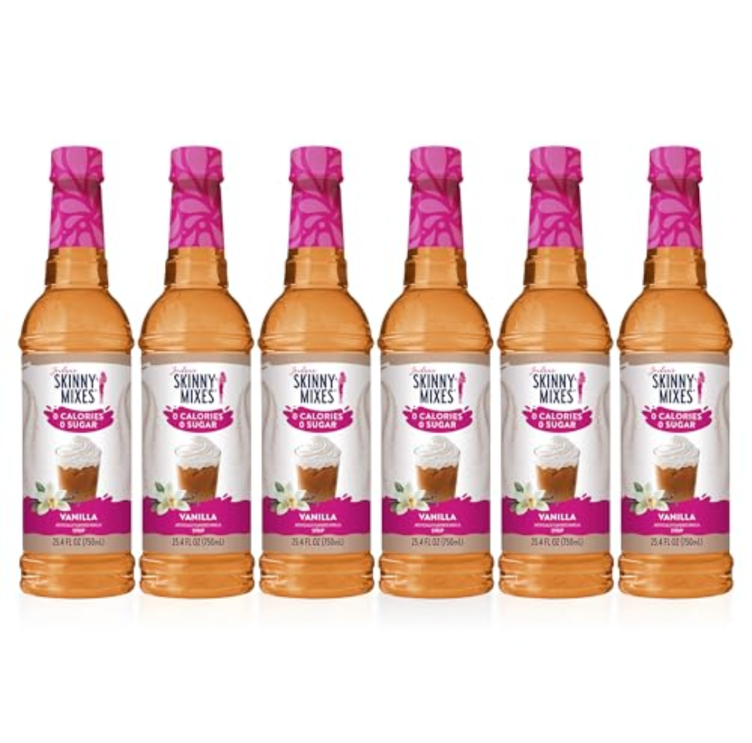 Jordan's Skinny Syrups Sugar Free Coffee Syrup, Vanilla Flavor Drink Mix, Zero Calorie Flavoring for Chai Latte, Protein Shake, Food and More, Gluten Free, Keto Friendly, 25.4 Fl Oz, (Pack of 6) Best By 03/14/27