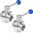 1.5 Inch Butterfly Valve Sanitary 2 Pcs Stainless Steel 304 with Pull Handle Tri Clamp Butterfly Valve