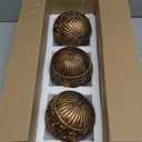 AELS 4" Vintage Decorative Balls Orbs, Set of 3 Decorative Spheres for Bowls and Trays, Antique Dining Table Centerpieces, Home Decor for Living Rooms, Dining Room, Coffee Table, Bronze Gold