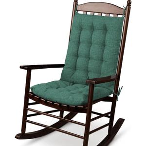ELFJOY Rocking Chair Cushion Large Rocking Chair Pads with Ties Premium Linen High Back and Seat Cushion 2 Piece Set Linen Green