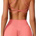 ABOCIW Womens Seamless Workout Sets Backless Sports Bra Scrunch Butt High Waist Gym Shorts 2 Piece Outfits (Small, Coral)