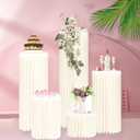 5 Pcs Foldable Cylinder Pedestal Stand for Parties Columns Pedestal Display Stands Round White Cylinder Column Table Roman Pillar for Wedding Birthday Baby Shower Party Decor