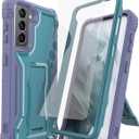 DUOPAL for Samsung Galaxy S21 5G Case [Not Plus or Ultra], Military Grade Protection Shockproof Case with Tempered Glass Screen Protector and Kickstand Compatible with Samsung S21 5G 6.2 Inch (Blue)