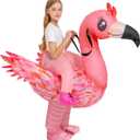 tasanor Inflatable Costumes for Kids,Blow Up Ride On Flamingo Suit,Halloween Costumes for Girls/Boys (Pink)
