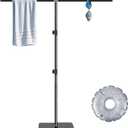 T-Shaped Pool Towel Rack Outdoor Standing Towel Holder for Beach,Swimming Pool Accessories,Heavy Duty Metal Patio Towel The Stand is Equipped with A Circular Water Weight Bag (Black)