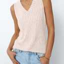 AUTOMET Womens Tank Tops Summer Sleeveless Shirts Spring 2026 V Neck Loose Fit Casual Clothes Trendy Fashion Outfits (Beige, M)