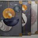 ARTKN Canvas Wall Art 3 Pieces,Abstract Geometry Framed Art Shape Pattern Paintings,Modern Wall Decor Artworks for Living Room Bedroom Office Decoration (Blue, 20" X 28" X 3 pieces)