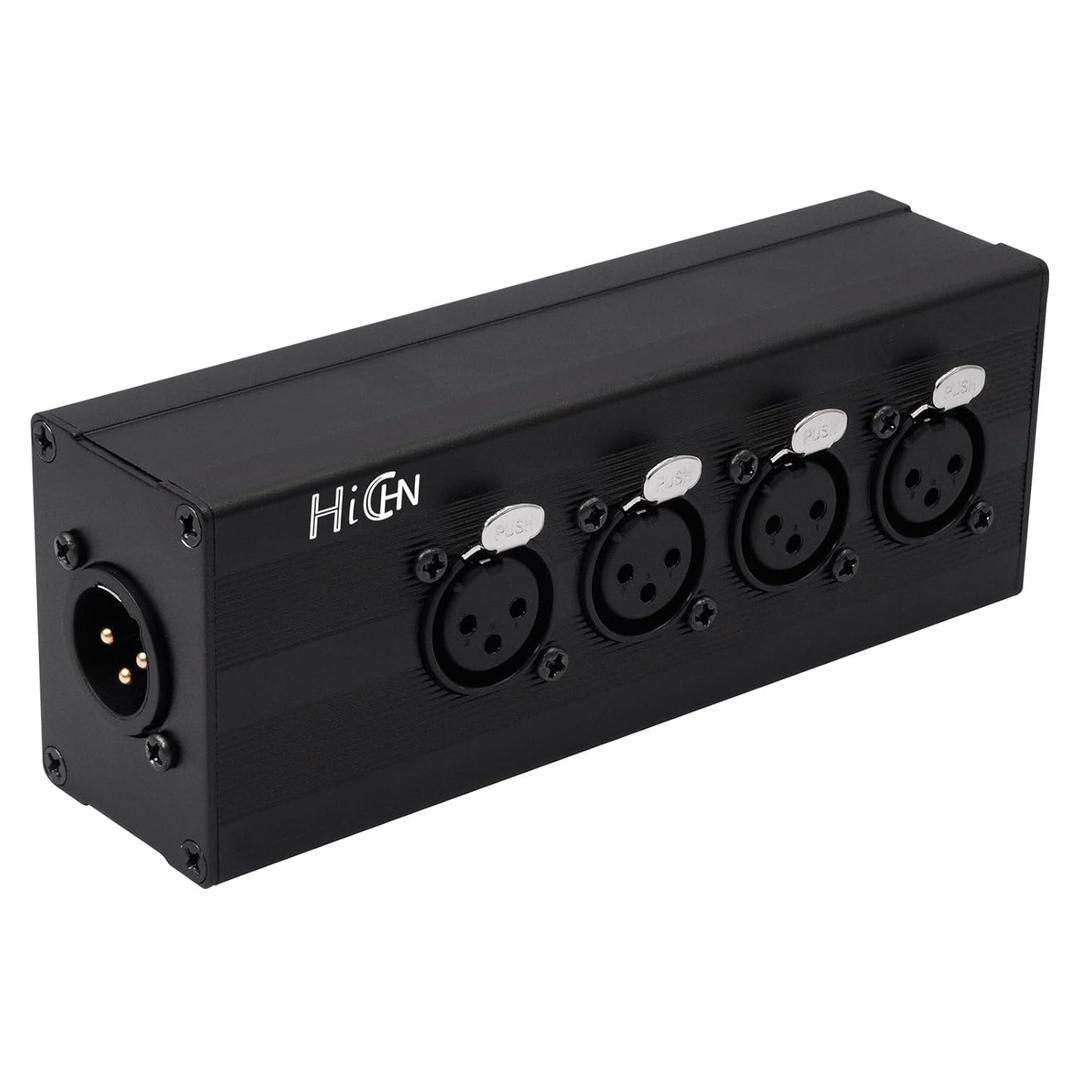 3Pin XLR 1 Male to 4 Female Splitter Converter, 4Way XLR Single Input to Four Output Parallel Connection Adapter, One Input to 4 Output Audio DMX Adapter