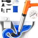 Electric Toilet Plungers for Bathroom,4 in 1 Toilet Unclogger,Auto-Inflation Toilet Plunger Clog Remover Get Instant Result,High Pressure Toilet Plunger Heavy Duty for Washbasin,Sinks,Floors Drain (Orange)