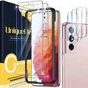 UniqueMe [2+3 Pack Compatible with Samsung Galaxy S21 5G - 6.2 inch Tempered Glass + Camera Lens Protector Screen Protector with Easy Installation Frame[9H Hardness][Not for Samsung S21 Plus]