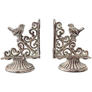 Retrome Vintage Decorative Farmhouse Country Bookends, 2 Pack French Provincial Book Ends, Antique White