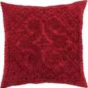 Better Trends Ashton Collection Chenille Sham Ultra-Soft 100% Cotton with Medallion Design, Euro, Burgundy
