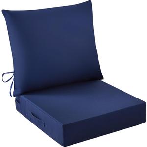 IASEAHK Outdoor Chair Cushions, 24 x 24 Inch Outdoor Cushion for Patio Furniture, Patio Chair Cushion, Waterproof & Fade Resistant Deep Patio Furniture Cushions Set with Handle and Ties, Navy Blue