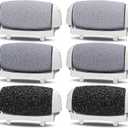 PRITECH Callus Removers 6 Pack Replacement Rollers Heads for Electric Feet File Pedicure Tools, 2 Extra Coarse, 2 Regular Coarse, 2 Fine Coarse Refill Rollers (1138-White/1138-Pink/1138-Black)