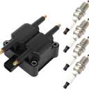 ECCPP UF403 1 ignition coils with 4 iridium Spark Plugs 3199, for Chrysler PT Cruiser 2.4L 2001 2002 20035269670, 56032521, 88921267