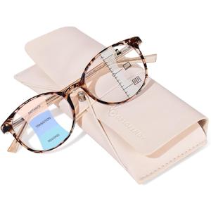 OPTOFENDY Progressive Multifocal Reading Glasses for Women Men, TR90 Blue Light Computer Readers Anti Glare/Eyestrain (Tortoise)