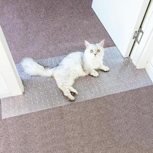 Cat Scratch Carpet Protector Mat for Furniture Plastic Floor Shield Non-Slip Door Mat for Pets Cat Scratch Pad Carpet Protector for Pets Furniture Protector from Cats Scratching - Cut to Size 3.28FT (Clear)