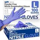 Supmedic Medical Soft Max™ Nitrile Exam Gloves, 100 Pcs Powder-Free Latex-Free Food Safe Clean Disposable Glove, Blue Iris L