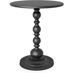 Funecy Metal Small End Table,Vintage Matte Black Round Side Table Nightstand for Bedside or Sofa,Small Accent Pedestal Table for Living Room Corners Bedroom Patio and bar (Matte Black)