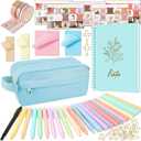 Bible Study Supplies Journaling Kit - Bible Highlighters and Pens No Bleed Tabs Pencil Case Sticky Notes Washi Tapes Cross Paper Clips, Christian Gifts for Women Men Teen Adult Beginner - Blue