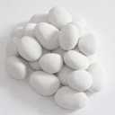 24 Pcs Stone-Like Ceramic Fibre Pebbles for Gas fireplaces, Stove, Gas firepit with White/Black/Grey/Khaki Color (White)