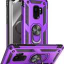 Androgate for Samsung Galaxy S9 Case with HD Screen Protectors, Military-Grade Metal Ring Holder Kickstand 15ft Drop Tested Shockproof Cover Case for Samsung Galaxy S9 (2018), Purple