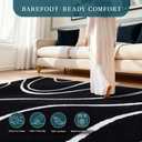 YIHOUSE Abstract Washable Rug 8x10,Ultra Thin Non Slip Black Rugs for Living Room,Modern Minimalist White Stripe Rugs for Bedroom,Dining Room Office Playroom (8'x10',Black-2)