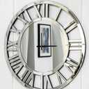 SHYFOY 34" Oversize Wall Clock Living Room Decor, Extra Large Decorative Mirror Wall Clocks, Silver Wall Decor Big Clocks Modern Roman Numerals Home Decor, Acrylic Mirror Finish