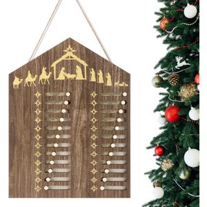 15.7x11.8'' Wooden Christmas Countdown Advent Calendar Farmhouse Christmas Calendar, Xmas Wooden Hanging Decor for Wall, Xmas Wall Decoration for Bedroom Gifts(Retro)