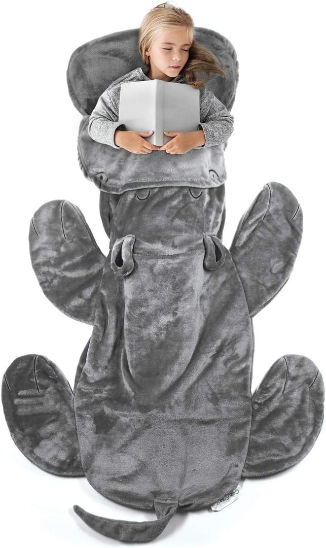 Cozy Hippo Animal Tail Blanket for Kids Soft and Comfortable Kids Sleeping Bag Sleep Sacks Blankets for Movie Night, Sleepovers, Camping and More - Fits Boys and Girls Ages 3-13 Years