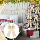 24 Pcs Christmas Velvet Bows 5 x 7.9 Inch Rustic Velvet Christmas Tree Bows Vintage Tree Ornaments for Xmas Holiday Garland Home Decor Wedding Outdoor Indoor Decoration(Beige)