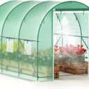 GOJOOASIS Greenhouse with Water System Outdoor Green House for Outside Winter Heavy Duty Large Walk-in Tunnel Portable Greenhouses for Backyard Plants Shed (10'x7'x7' w/Irrigation System)