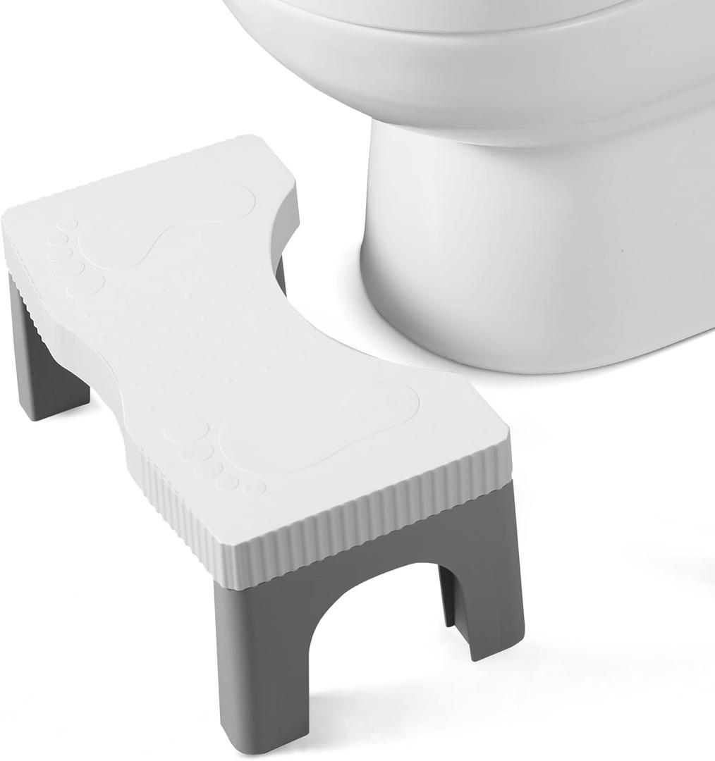 7 Toilet Potty Stool - Proper Posture Squatting Poop Step for Adults, Anti-Slip Lightweight Bathroom Potty Stools for Toilet, Stable & Durable Design, Easy to Clean (1, Grey) (Gray)