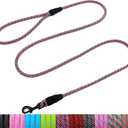 WYuZe 5ft Puppy Leash for Small Dogs, 1/4" Thin Rope Dog Leash with Easy to Use Hook, Lightweight Cat Leashes for Daily Walk Training, 10 Colors, Pink Green