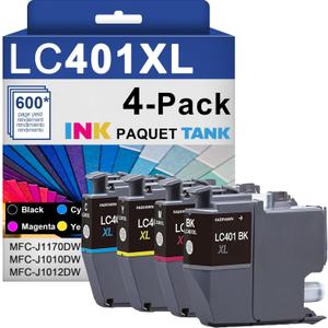 LC401XL LC401 MFC-J1010DW High Yield Ink Cartridges - Replacement for Brother LC401XL LC401 Ink Work with MFC-J1010DW MFC-J1012DW MFC-J1170DW Printer (1Black 1Cyan 1Magenta 1Yellow, 4 Pack) LC401XL LC401 MFC-J1010DW High Yield Ink Cartridges - Replacement for Brother LC401XL LC401 Ink Work with MFC-J1010DW MFC-J1012DW MFC-J1170DW Printer (1Black 1Cyan 1Magenta 1Yellow, 4 Pack)