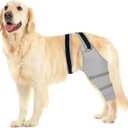 Dog Rear Leg Sleeve to Stop Licking, Hind Leg Protector for TPLO Recovery, ACL Surgery, Wounds or Skin Issues, Soft Breathable Cover for Small Dogs (S-,Right) (Black-Gray)