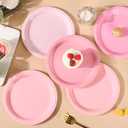 Pink Paper Plates Gradient Pink Party Plates 7Disposable Round Dessert Plates for Birthday Wedding Bridal Engagement Baby Shower Party Supplies 4 Colors (24)