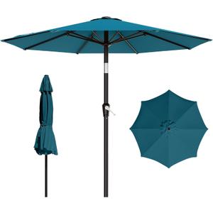 AreShark 9 FT Patio Umbrella for Outdoor, Outdoor Table Umbrella with Push Button Tilt and Crank, Outdoor Patio Umbrellas with 8 Sturdy Ribs for Market, Garden, Pool (Lake Blue)