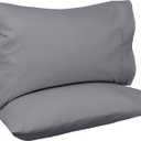 Amazon Basics 400 Thread Count 100% Cotton Pillow Cases, Soft, Wrinkle Resistant, Sateen Weave, Standard Size, 30" x 20", Dark Gray, Set of 2