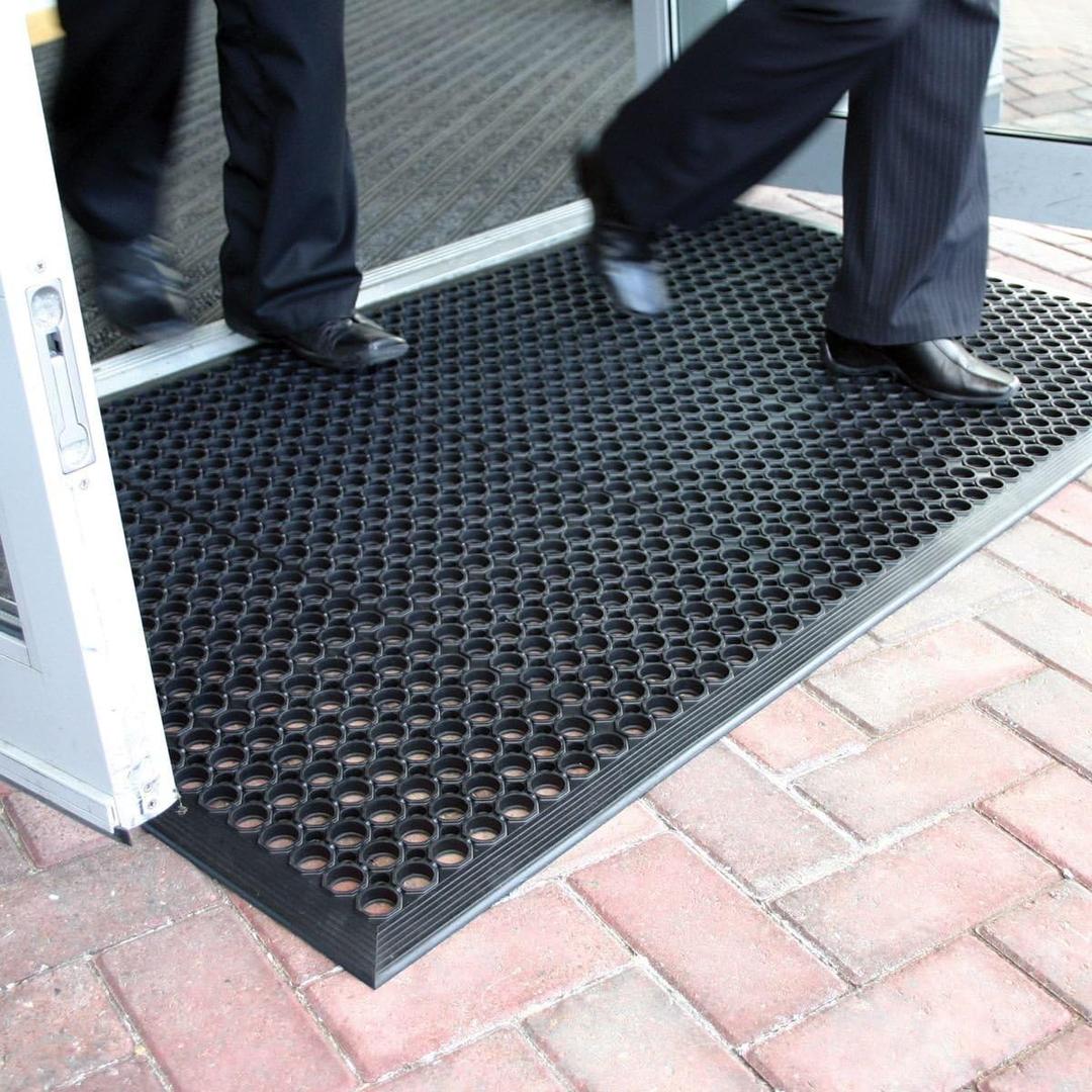Large Rubber Doormat for Outside - 60 x 35 Heavy Duty Outdoor Drainage Mats with Holes - Waterproof Anti Slip Fatigue Floor Mat for Door, Commercial Kitchen, Pool, Restaurant, Garage, Bar, Entrance (2'11" x 5' (Rectangular))