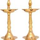 NOBILITY Brass Oil Lamp Diya 10 Inch Kerala Traditional Samai Deepak Lamp Kutthu vilakku Panchmahal Deepam for Pooja Mandir Diwali Indian Gift Items Puja Set Pack of 2