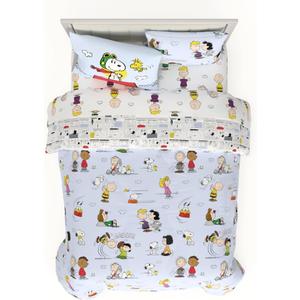 Peanuts Charlie Brown, Snoopy & Gang Bedding, 7 Piece Super Soft Cozy Reversible Comforter and Sheet Set with Sham, Queen, (100% Official Licensed Product) by Franco Collectibles