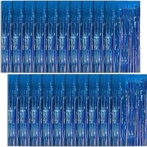 20 Pack Foil Curtain Backdrop Blue Metallic Tinsel Foil Fringe Curtains Photo Booth Props for Birthday Wedding Engagement Baby Shower Bachelorette Christmas Holiday Celebration Party Decorations