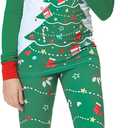 VENTELAN Family Matching Christmas Pajamas Set Holiday Santa Claus Sleepwear Xmas PJS Set for Couples and Kids (14 Years, Green Christmas Tree)