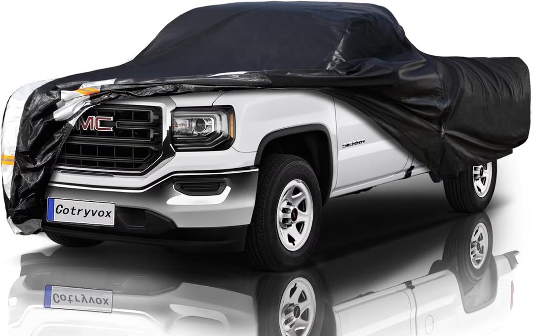 GMC Sierra Truck Cover Custom Fit 2002-2026 Double/Extended/Crew Cab SB (5.7'-6.6') with Door Zipper, 12 Layers Full Exterior Pickup Truck Cover Waterproof All Weather, Wind Dust Sun and UV Protecor.