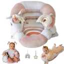 2-in-1 Tummy Time Mat and Seated Support with Two Toys  for Newborns and Babies  Includes Detachable Cushion for Supervised Play & Head/Neck Development (Blush)