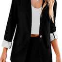 luvamia Blazers for Women Business Casual Dressy Work Fashion Lightweight Spring Summer Linen Unlined 2025 Suit Jackets (X-Large, Black)