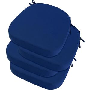 idee-home Outdoor Chair Cushions Set of 4, 19" x 19" x 3" Thick D-Shaped Patio Furniture Outdoor Seat Cushions Waterproof with Ties, Dining Pads