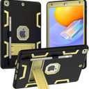 Case for iPad 9th/8th/7th Generation 2021/2020/2019 with Pencil Holder, Slim Heavy Duty Shockproof Rugged High Impact Protective Case for iPad 10.2 Inch (Black+Gold)